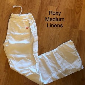 White Roxy linen pants size Medium